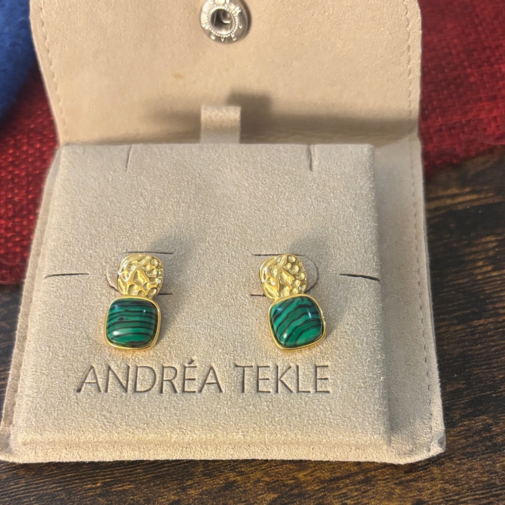 Gold and Green Earrings